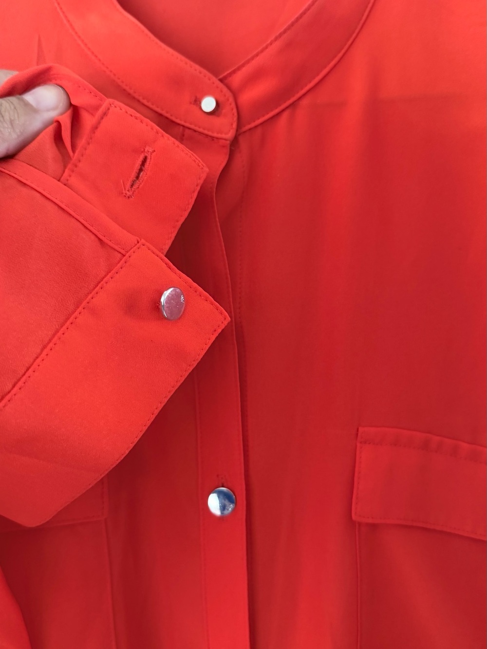 Anne Klein Vibrant Red Snap-Front Casual Shirt